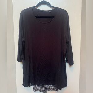 Cyrus | Women’s Plus Black 3/4 Sleeve Blouse w/ Polka Dot Back Detail | EUC